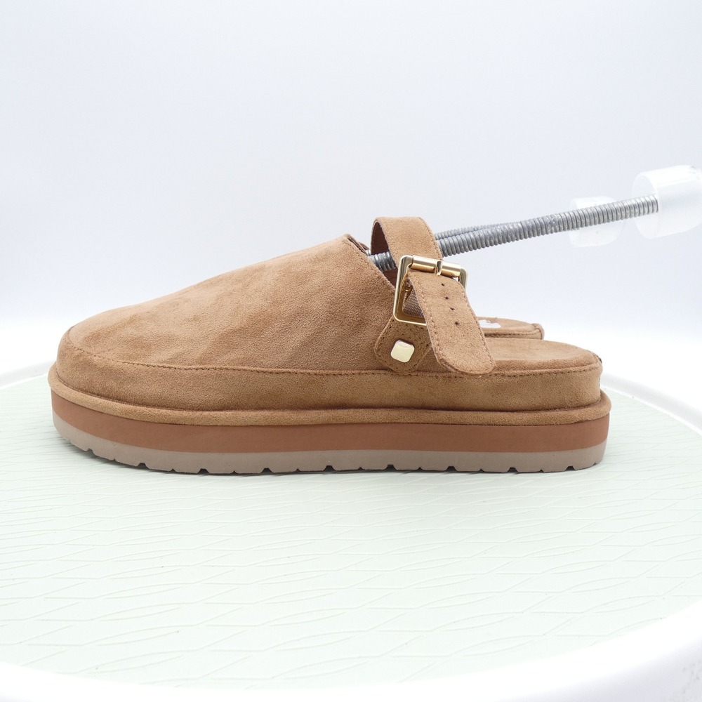 Madden Girl Grahamm Tan Faux Suede Platform Clogs Buckle Mules Women 10M